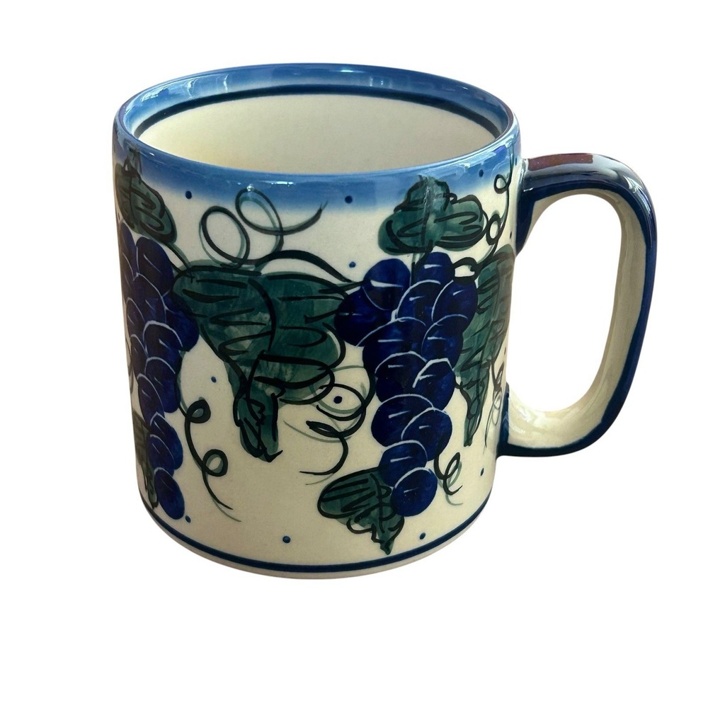 Boleslawiec Polish Pottery Andar Ceramics Anita Tofil Unikat Grape Vine Mug‎